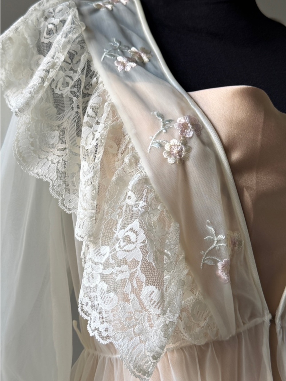 Vintage Sheer Lace Robe in Ivory - Women's Intimates - Picture 8 of 15